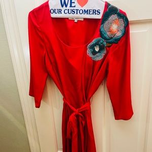 Silk Tibi dress with embroidered shoulder
